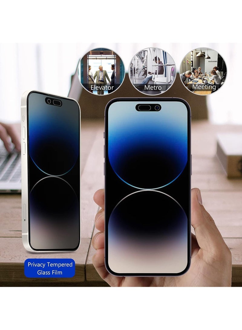 (2 Pack)  Case Privacy Screen Protector for iPhone 15 Pro Max 2023 9H Anti Spy Dark Tempered Glass Screen Film Guard for iPhone 15 Pro Max 6.7 Inch 2023 Case Friendly Bubble Free