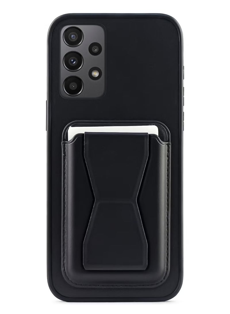 Leather back cover with card wallet Foldable Shockpoof Case compatible with Samsung Galaxy A52/A52s 5G (Black)