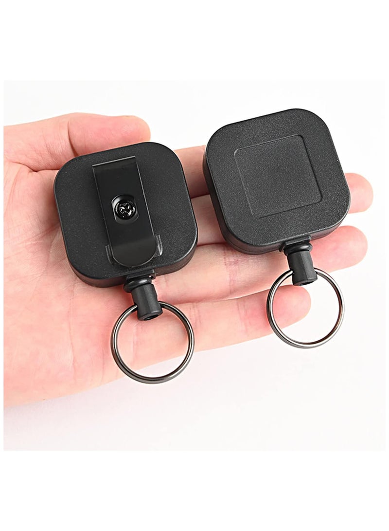 GGOOT Square Retractable Keychain Practical Badge Holder with Belt Clip Heavy Duty Keyring Anti-Lost Keys Cards Holder Retractable Keychain Heavy Duty Carabiner Badge Holder Square Keychain with Clip  - Image 5