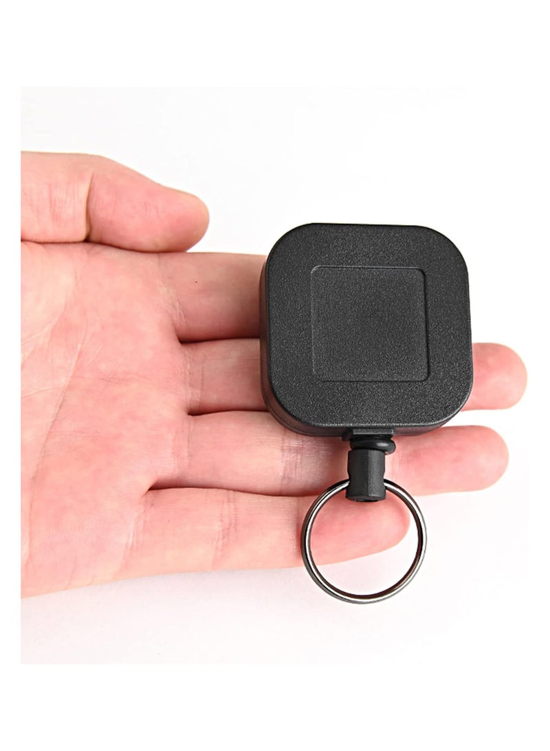 GGOOT Square Retractable Keychain Practical Badge Holder with Belt Clip Heavy Duty Keyring Anti-Lost Keys Cards Holder Retractable Keychain Heavy Duty Carabiner Badge Holder Square Keychain with Clip  - Image 3