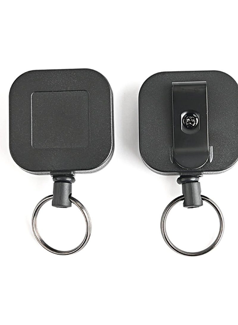 GGOOT Square Retractable Keychain Practical Badge Holder with Belt Clip Heavy Duty Keyring Anti-Lost Keys Cards Holder Retractable Keychain Heavy Duty Carabiner Badge Holder Square Keychain with Clip  - Image 4