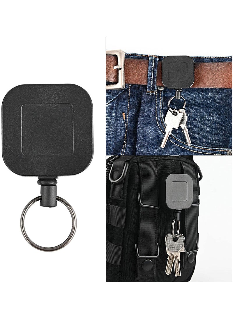 GGOOT Square Retractable Keychain Practical Badge Holder with Belt Clip Heavy Duty Keyring Anti-Lost Keys Cards Holder Retractable Keychain Heavy Duty Carabiner Badge Holder Square Keychain with Clip  - Image 2