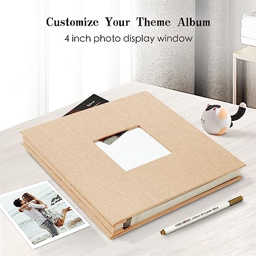 Spbapr Large Photo Album Self Adhesive 4x6 5x7 8x10 10x12 Pictures Magnetic Scrapbook 40 Blank Pages Linen Cover DIY Album with A Metal Pen Khaki - Image 2
