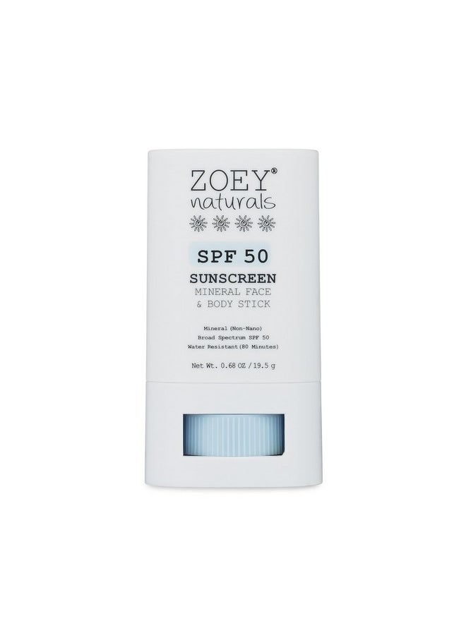 Absolutely Natural Zoey Naturals Spf 50 Mineral Sunscreen Stick For Babies & Kids Safe Sunblock Moisturizer For Body & Face With Rose Hips Oil Zinc Oxide Cruelty Free And Reef Safe Made In Usa  - Image 1