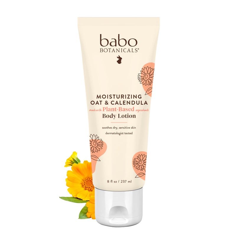 Babo Botanicals Moisturizing Oat & Calendula Body Lotion - For Dry or Sensitive Skin - For all ages - Vegan - Lightly Scented - Image 1