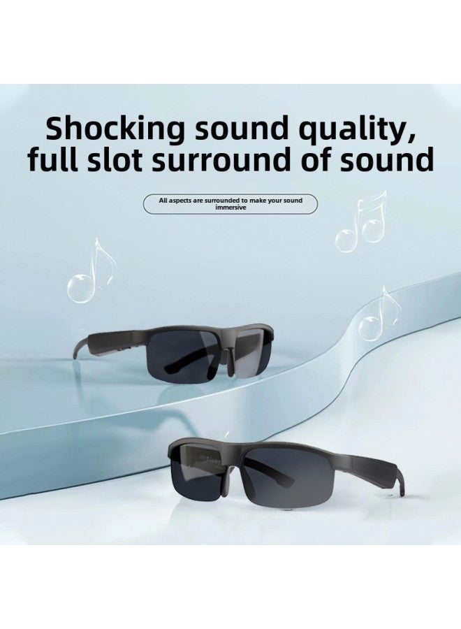 Bluetooth Smart Glasses M6 M8Pro Music Full Half Frame Sunglasses Black Technology Outdoor Riding Car-Color:M6pro Half Frame Gold  - Image 4