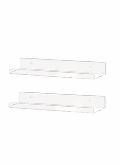 Clear Acrylic Shelf Invisible Floating Wall Ledge Bookshelf Organizer, Book Display Shelves Wall Mounted (15 Inch 2 Pack)