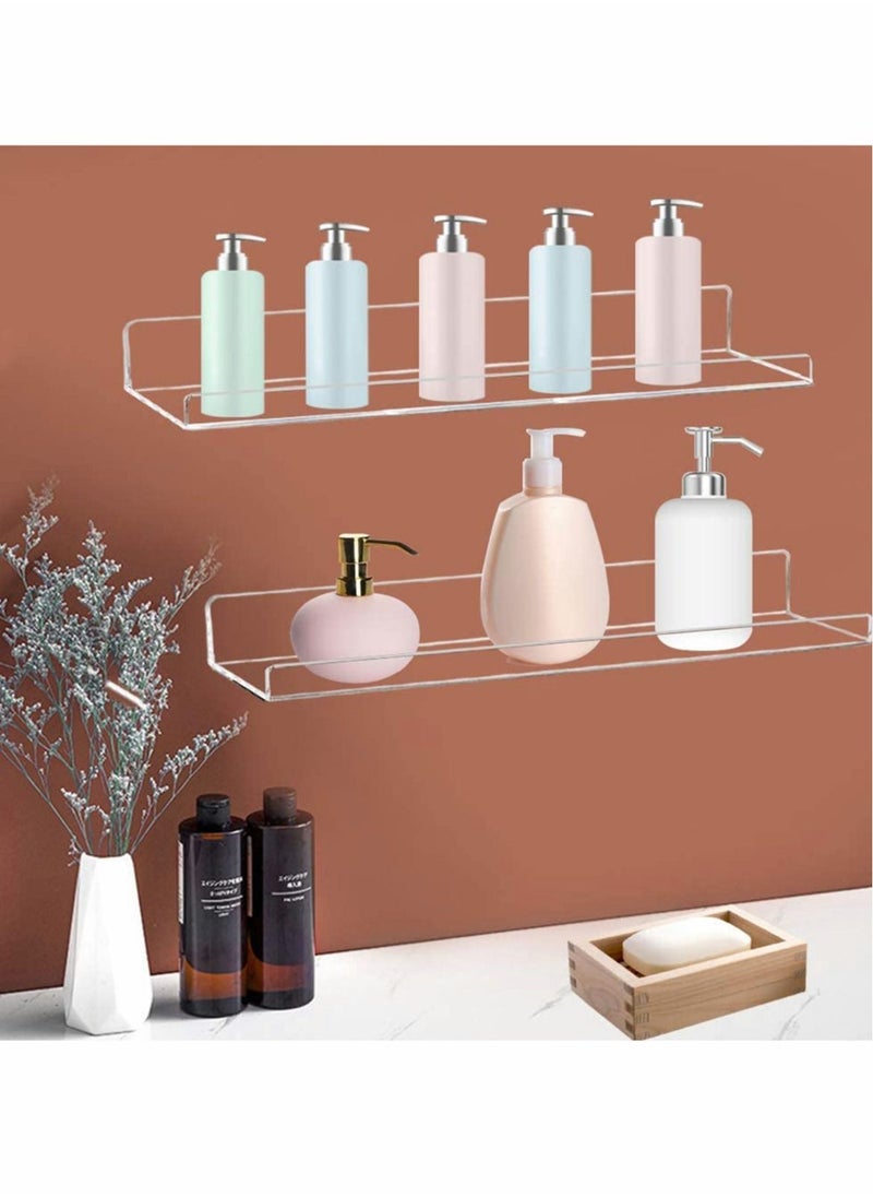 Excefore - Clear Acrylic Shelf Invisible Floating Wall Ledge Bookshelf Organizer, Book Display Shelves Wall Mounted (15 Inch 2 Pack) - Image 1