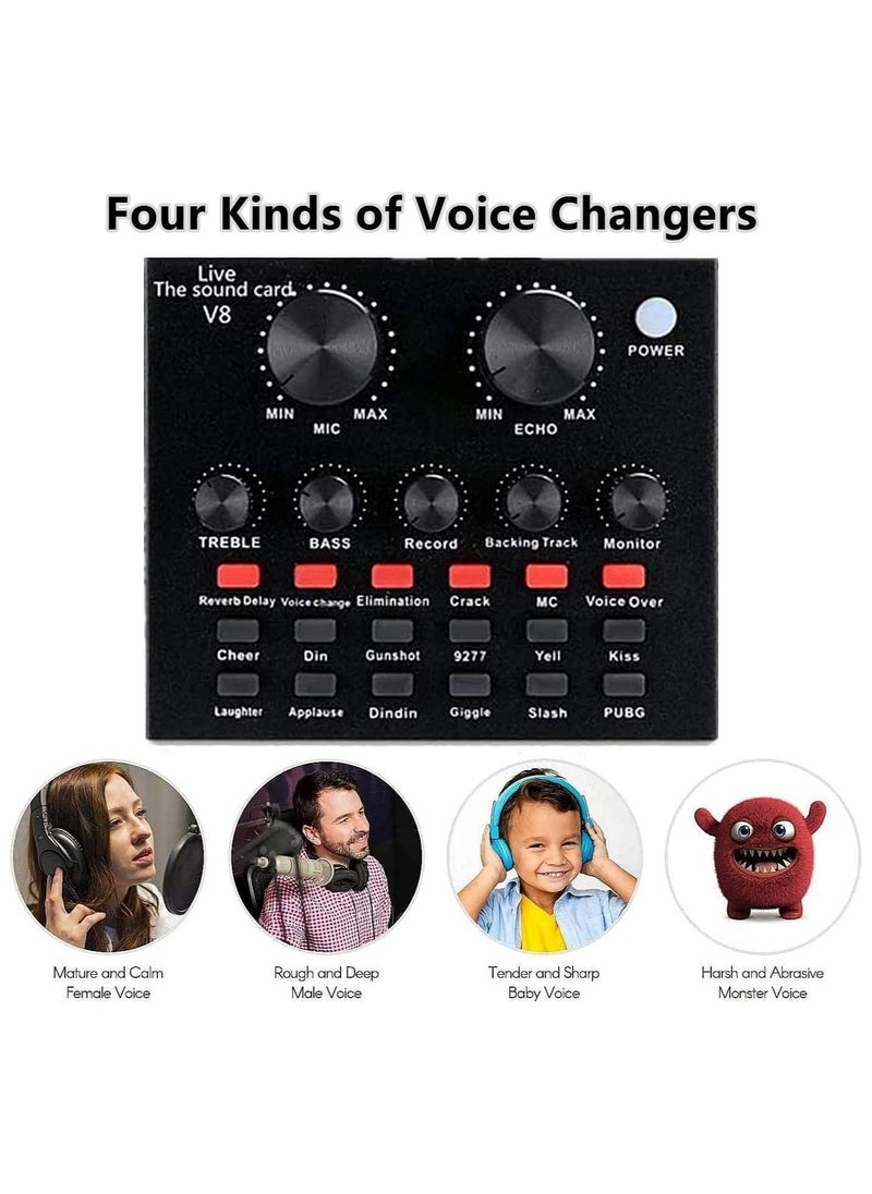 ZERIFAM - ZERIFAM Podcast Equipment Set, BM-800 Mic Kit with V8 Live Sound Card, Condenser PC Gaming Mic with Professional Audio Mixer, Prefect for Streaming, Computer, Singing, Youtube, Recording (Black) - Image 1