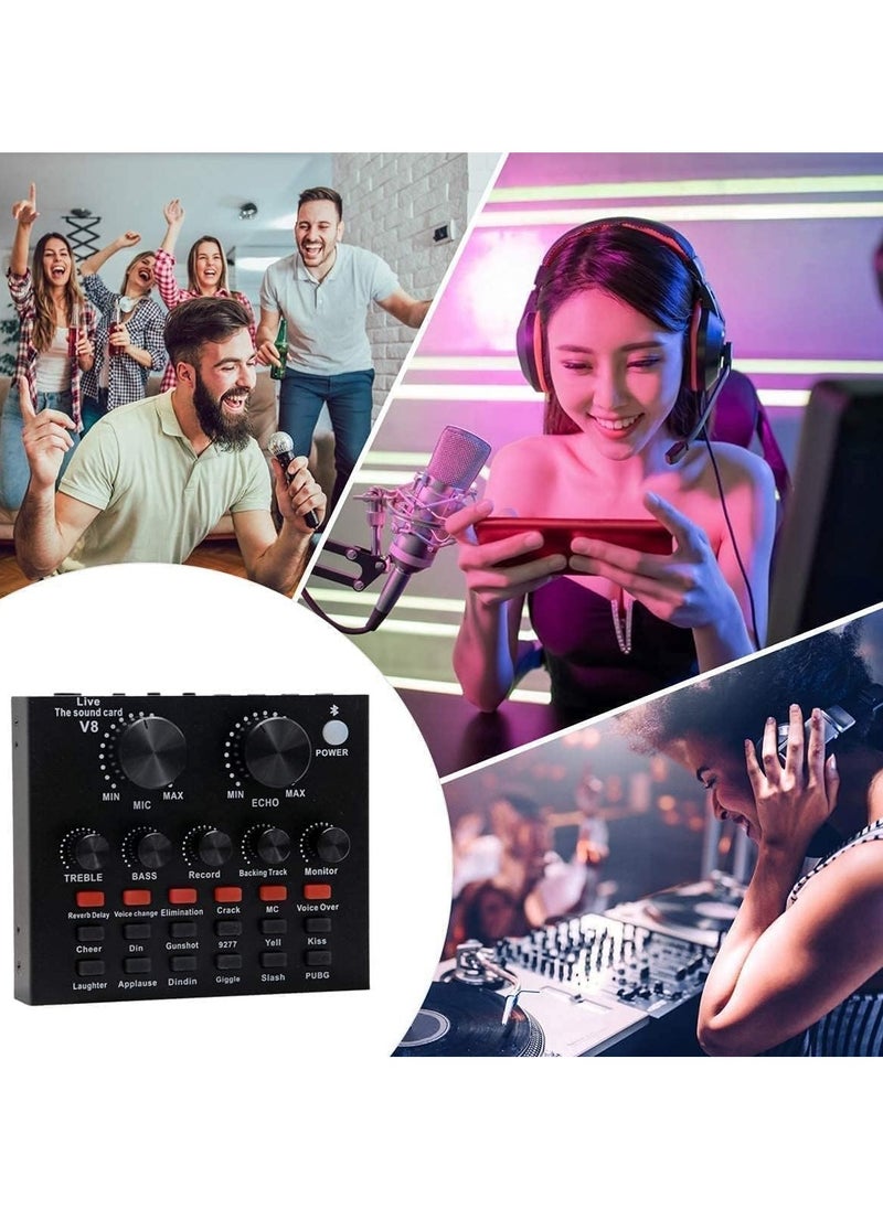 ZERIFAM - ZERIFAM Podcast Equipment Set, BM-800 Mic Kit with V8 Live Sound Card, Condenser PC Gaming Mic with Professional Audio Mixer, Prefect for Streaming, Computer, Singing, Youtube, Recording (Black) - Image 1