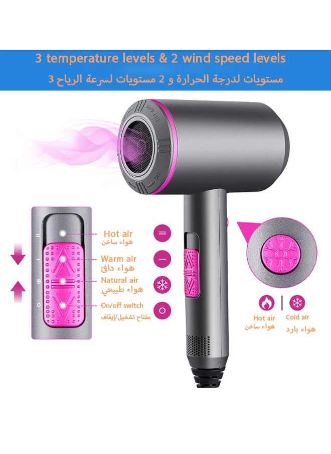 1900W Professional Ionic Hair Dryer - Fast drying, temperature control, low noise, includes hair diffuser and concentrator for perfect styling 1900W, foldable