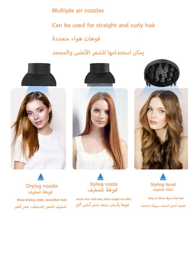 1900W Professional Ionic Hair Dryer - Fast drying, temperature control, low noise, includes hair diffuser and concentrator for perfect styling 1900W, foldable