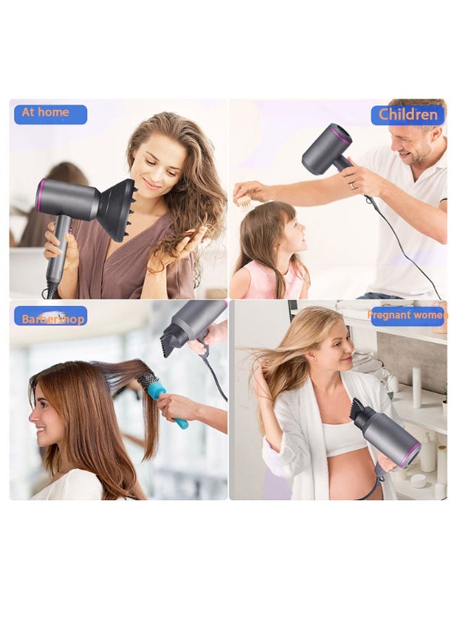 1900W Professional Ionic Hair Dryer - Fast drying, temperature control, low noise, includes hair diffuser and concentrator for perfect styling 1900W, foldable