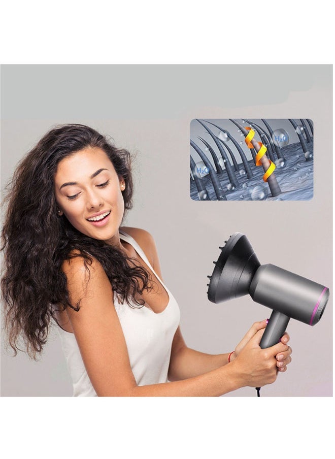 1900W Professional Ionic Hair Dryer - Fast drying, temperature control, low noise, includes hair diffuser and concentrator for perfect styling 1900W, foldable