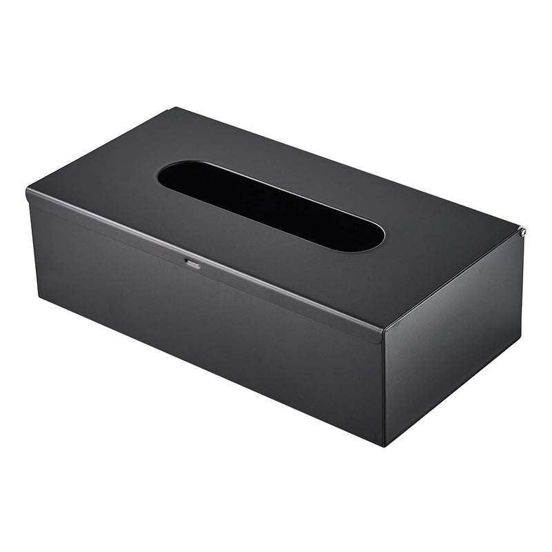 JunSun Rectangular Tissue Box Cover Tissue Box Holder Napkin Holder Tissue Storage Box Facial Tissue Holder Decorative Holder For Bathroom Bedroom Nightstand Office DresserStainless Steel Matte Black
