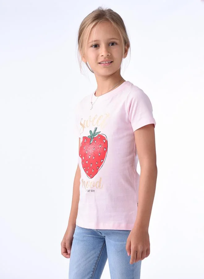 victor and jane Strawberry Print Short Sleeves T-Shirt by Styli