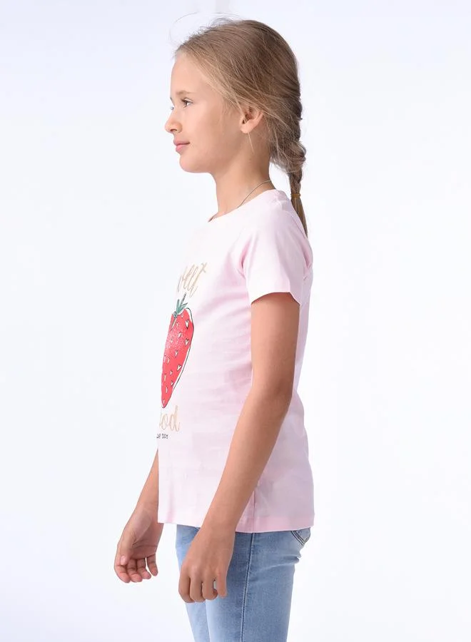 victor and jane Strawberry Print Short Sleeves T-Shirt by Styli