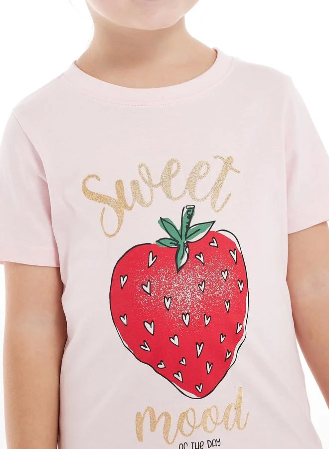 victor and jane Strawberry Print Short Sleeves T-Shirt by Styli