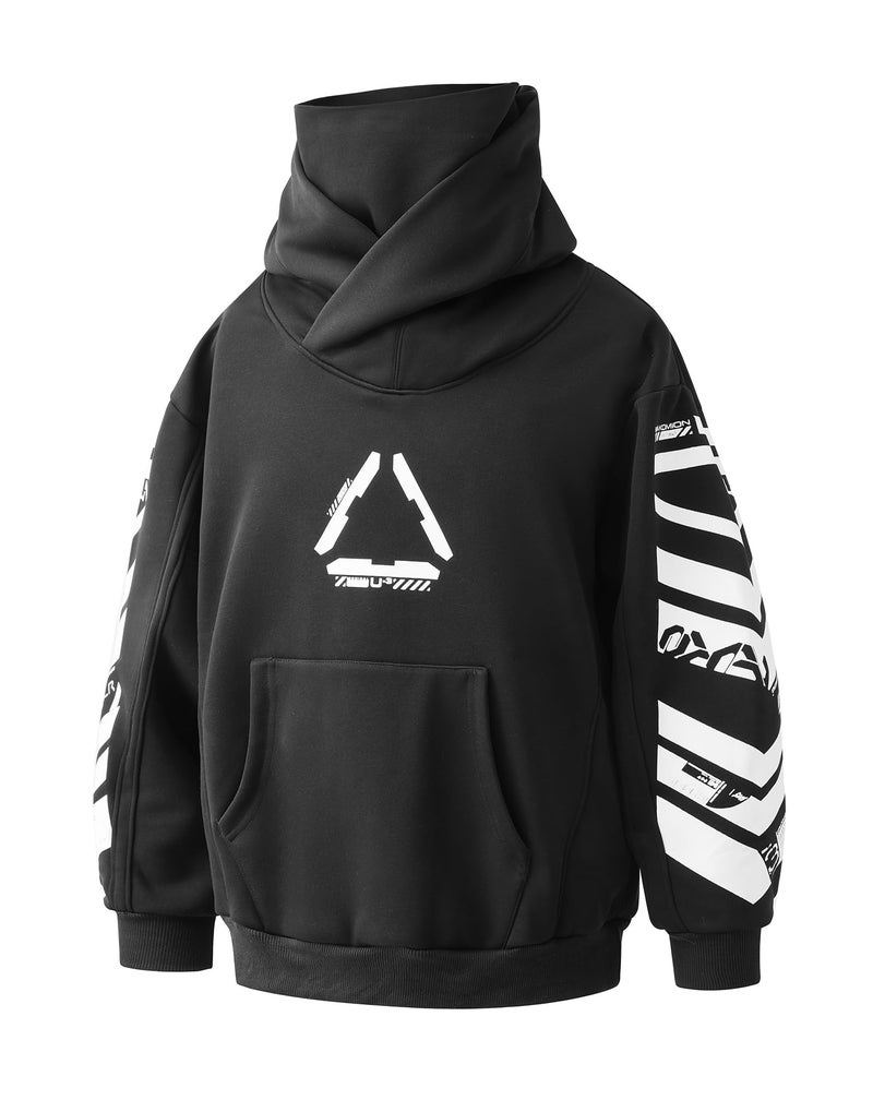 Niepce Inc Techwear Streetwear Graphic Hoodies with Neck Gaiter for Men (Black-h25, Medium) - Image 3