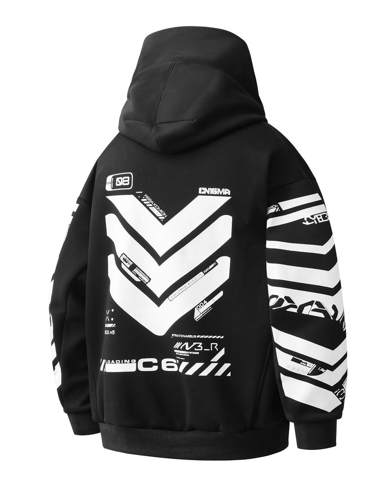 Niepce Inc Techwear Streetwear Graphic Hoodies with Neck Gaiter for Men (Black-h25, Medium) - Image 1