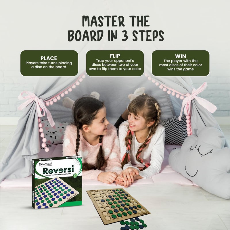 Braintastic Wooden Reversi Board Game | Flip The Coin Game | 2 Players Board Game for All Age Groups|Reversi Wooden Game Super Fun to Play - Image 4