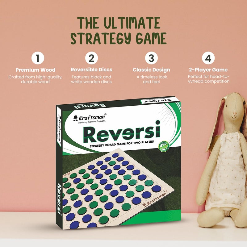 Braintastic Wooden Reversi Board Game | Flip The Coin Game | 2 Players Board Game for All Age Groups|Reversi Wooden Game Super Fun to Play - Image 2