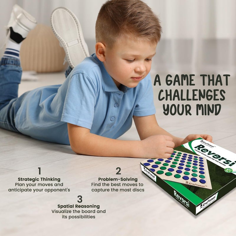 Braintastic Wooden Reversi Board Game | Flip The Coin Game | 2 Players Board Game for All Age Groups|Reversi Wooden Game Super Fun to Play - Image 5