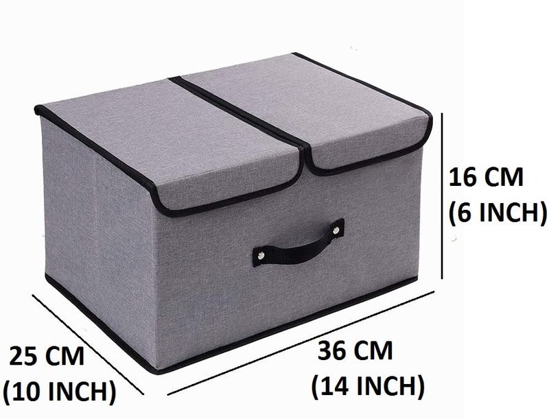 Trendegic Foldable Storage Basket Bin Closet Drawer Organizer Box with Double Lid Cover and Handle for Home Office Undergarments Closet Toys 1 PCS 36 X 25 X 16 CM - Image 5