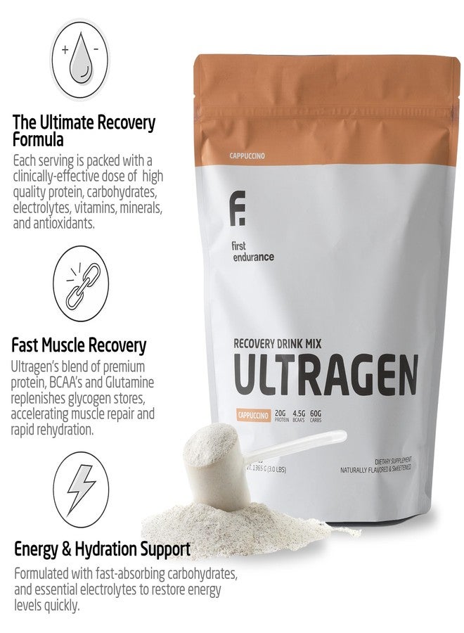 FIRST ENDURANCE Ultragen Workout Recovery Drink Powder, Protein Mix, Boosts Energy, Accelerates Recovery | Cappuccino, 15 Servings - Image 2