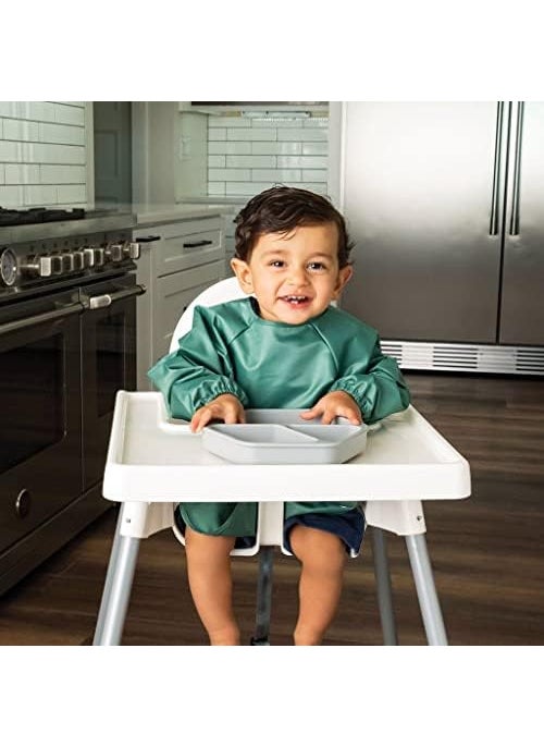 Tiny Twinkle Tiny Twinkle Mess Proof Baby Bib, 2 Pack Full Sleeve Bib Outfit, Waterproof Bibs for Toddlers, Machine Washable, Tug Proof Closure, Baby Smock for Eating, Long Sleeve (Slate Olive, Small 6-24 Months)  - Image 2