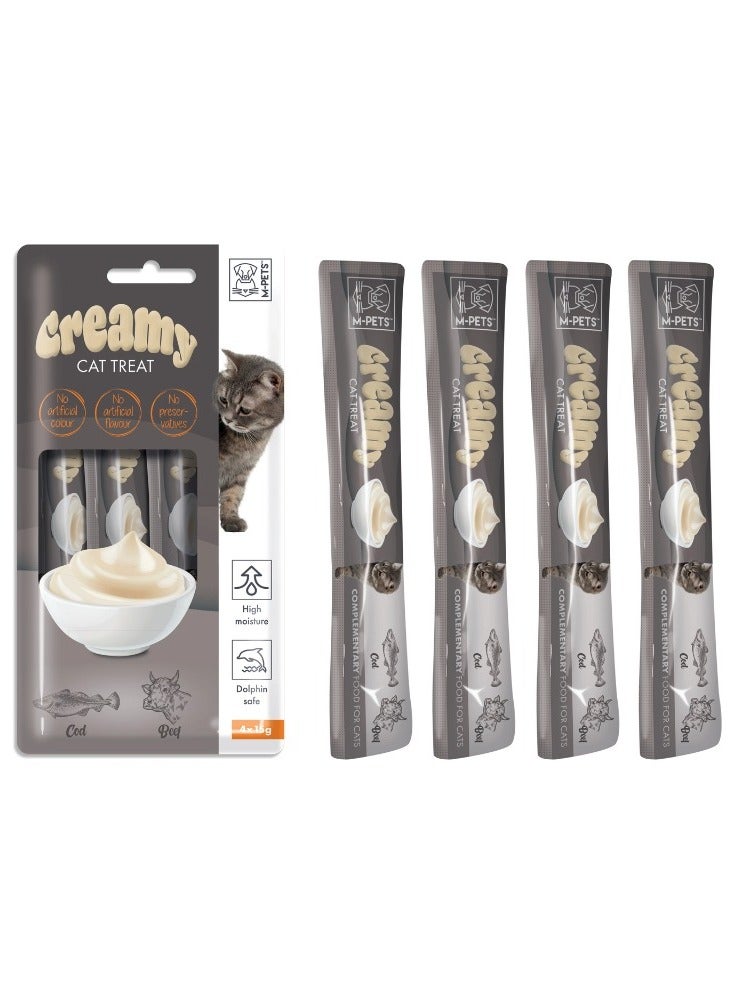 mpets Creamy Treats for Cats – Cod & Beef 4x15g (60g) - Image 3