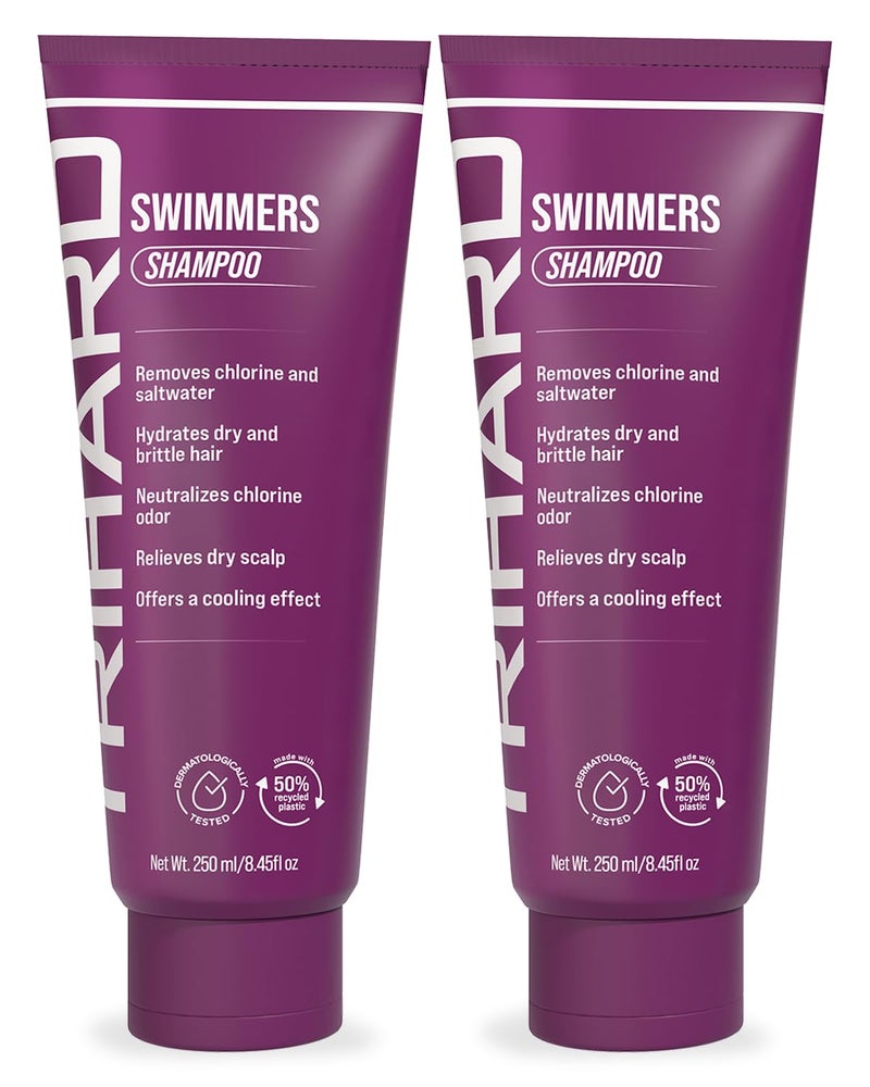 TRIHARD Chlorine Removal Swim Shampoo, Cleanse and Hydrate Hair from Pool and Ocean, Post Swim Chlorine and Hard Water Hair Protection (Pack of 2) - Image 1