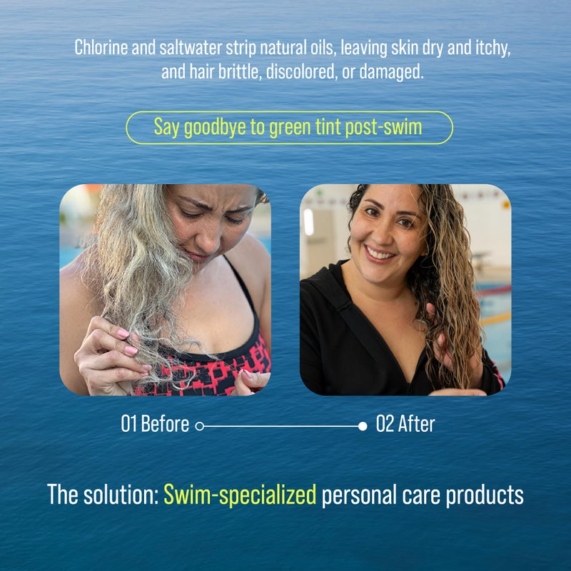 TRIHARD Chlorine Removal Swim Shampoo, Cleanse and Hydrate Hair from Pool and Ocean, Post Swim Chlorine and Hard Water Hair Protection (Pack of 2) - Image 3