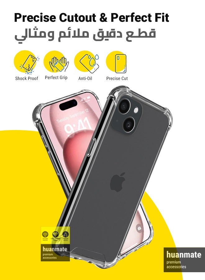 huanmate Shock Proof Ultra Clear Case Cover For Apple iPhone 15 Clear  - Image 2