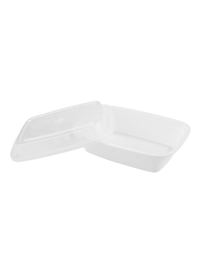 Restaurantware Disposable Plastic To-Go Containers And Lids - Rectangle - White With Clear Lid - 16oz. - 100 Count Box - Image 1