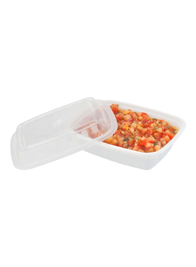 Restaurantware Disposable Plastic To-Go Containers And Lids - Rectangle - White With Clear Lid - 16oz. - 100 Count Box - Image 2