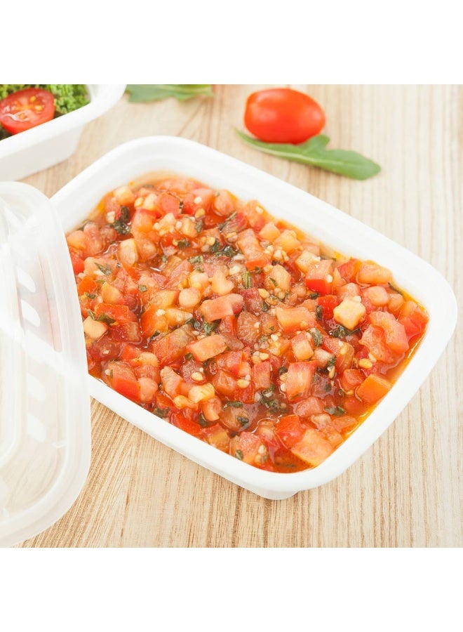 Restaurantware Disposable Plastic To-Go Containers And Lids - Rectangle - White With Clear Lid - 16oz. - 100 Count Box - Image 3