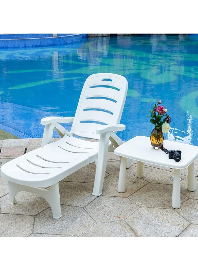 Generic Beach Chair Portable Leisure Beach Lounge Chairs Folding Chair with Adjustable Backrest Plastic Pool Bed,Adjustable Summer Sunlounger for Beach, Yard, Patio, Pool(1 Chair) ﻿  - Image 5