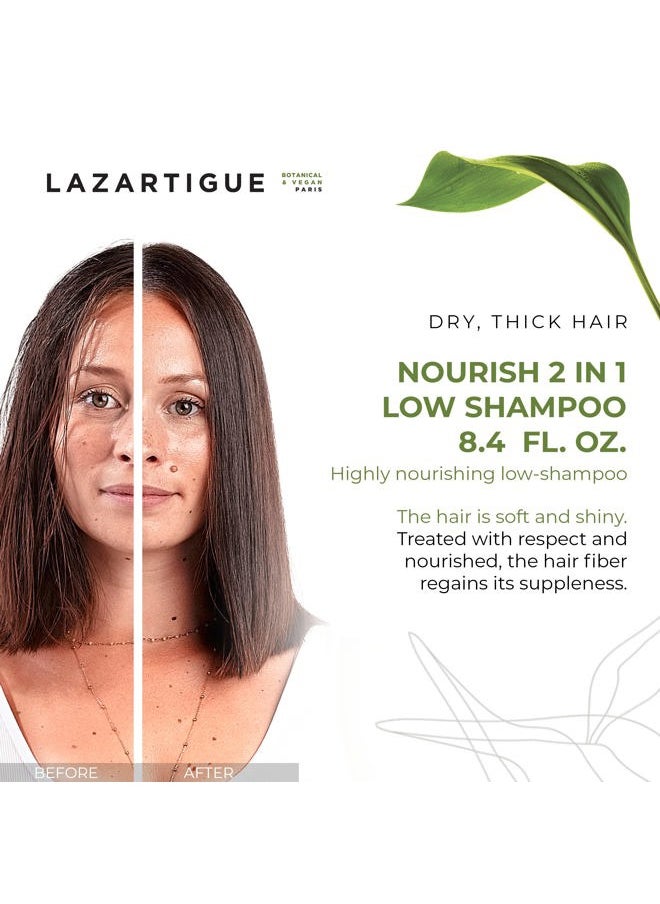 Lazartigue - Nourish 2IN1 Low Shampoo, Shea & Babassu Butters, Intensive Nourishment for Dry Hair, Vegan, Sulfate & Silicone Free, 5.1 fl.oz. - Image 1