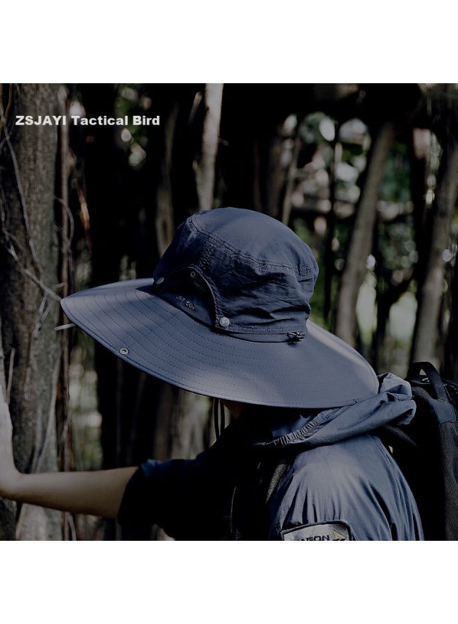 Tactical Bird Zhanshuniao Summer Sun Protection Wide-brimmed Hat, Large Size Sun Hat, Outdoor Fisherman Hat, Men's Fishing Sun Hat - Image 2