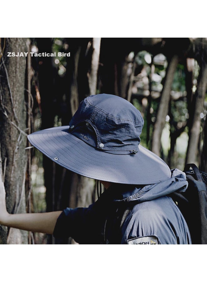 Tactical Bird Zhanshuniao Summer Sun Protection Wide-brimmed Hat, Large Size Sun Hat, Outdoor Fisherman Hat, Men's Fishing Sun Hat - Image 3
