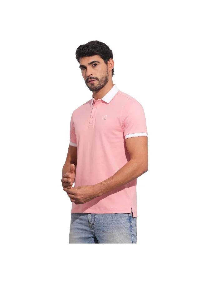 Being Human Mens Dusty Pink Polo Collar Short Sleeve Polo T-Shirt