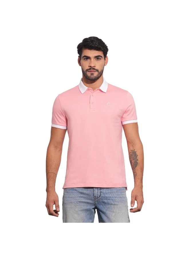 Being Human Mens Dusty Pink Polo Collar Short Sleeve Polo T-Shirt