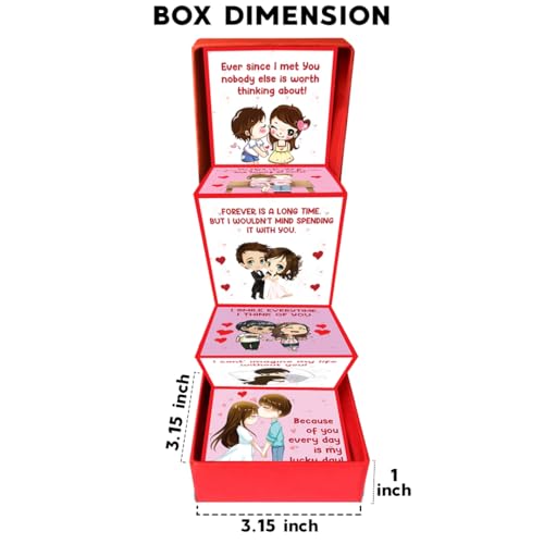 Festiko® Love Messages Popup Romantic Gift Box (8 X 8 X 2.5 cm), Love Cards Explosion Box, Romantic Explosive Box, Valentine's Day/Anniversary/Wedding - For Husband/Wife/Boyfriend/Girlfriend - Image 3
