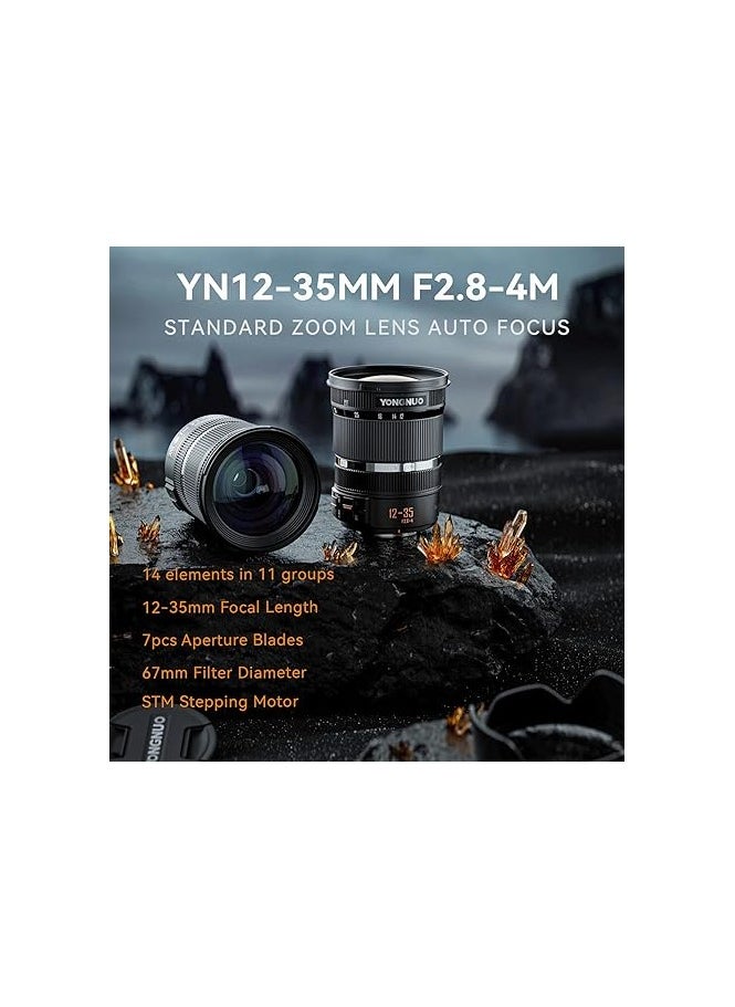 YONGNUO - YONGNUO YN12-35mm F2.8-4M Standard Zoom Lens, ASPH Auto Focus for Micro Four Thirds Cameras Panasonic LUMIX Professional Camera Lens - Image 1