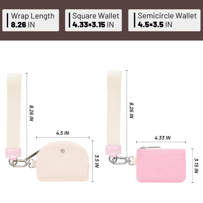 MEXS Keychain Wallet Mini Zip Around Wristlet Wallets for Women Detachable Dual Pouch Wristlet Portable Coin Purse Small Wallets - Image 3