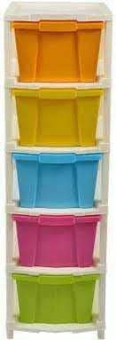 BIG CART Big Cart 5 Layer Plastic Modular Basket Drawer Chest Storage Rack System Large Stomp Multi Purpose of Trolley Fordable drawers AntiSlip Shoes organizers Box 90 x 39 x 31 cm 5 Layermulti color  - Image 2