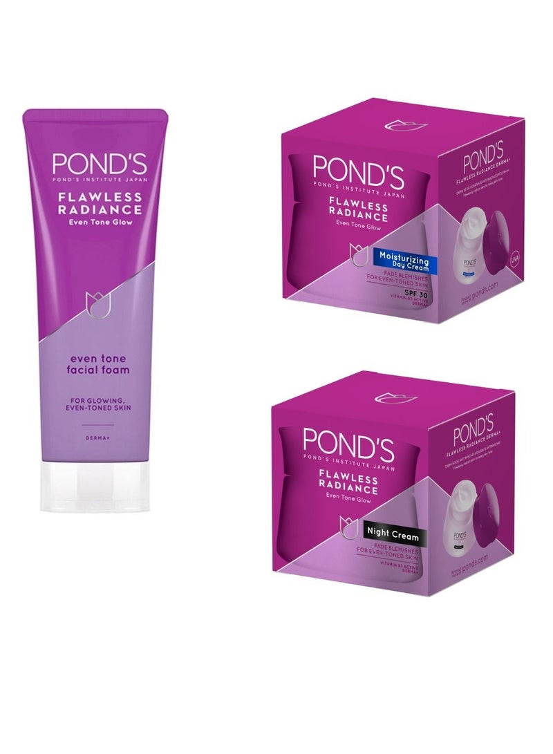Ponds flawless radiance derma combo pack foam+day+night cream - Image 1