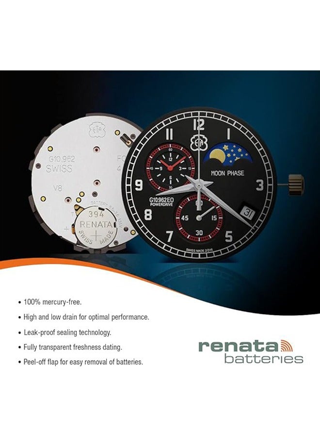 Renata wristwatch battery - Swiss made, 1.55V button cell, Renata Long Life Battery, Strap (10 pcs) 394-3, SR936SW - Image 3