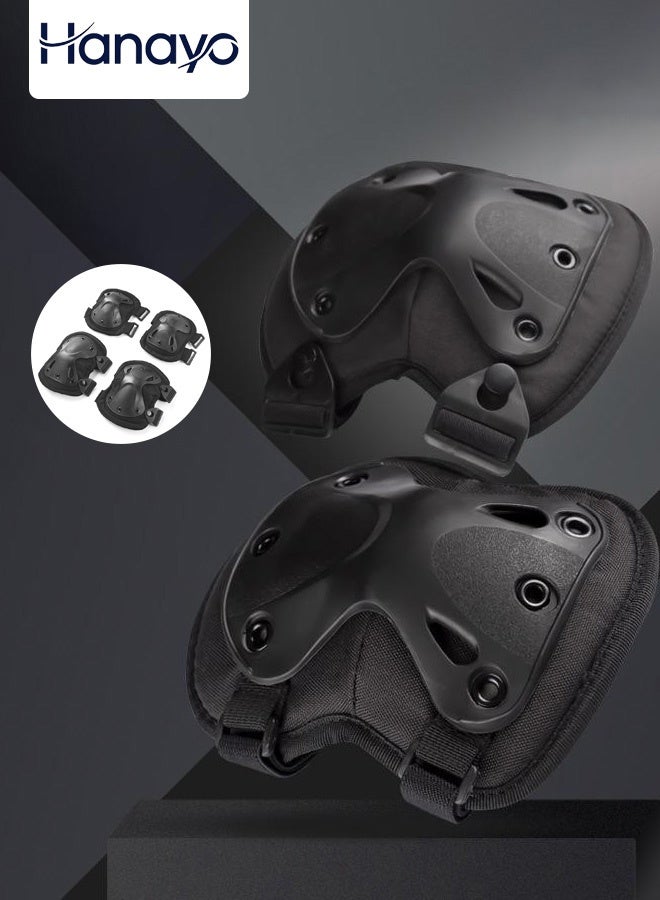 Hanayo Knee & Elbow Pads Set 4-in-1 Anti-impact Knee Brace And Elbow Guards Protective Equipment Set Safety Protection Pads Knee Protector for Outdoor CS and Sports(Black) - Image 1